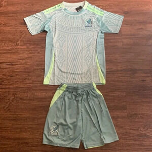 Mexico Team Soccer Jersey & Shorts Set Green and White Kids Youth XL New